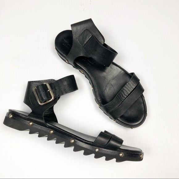 Agl Shoes - AGL Black Leather Sandals